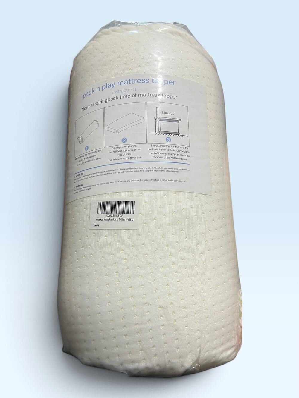 Hygge Pack n Play Mattress Topper New in Vacuum Sealed Package 36x28x3"